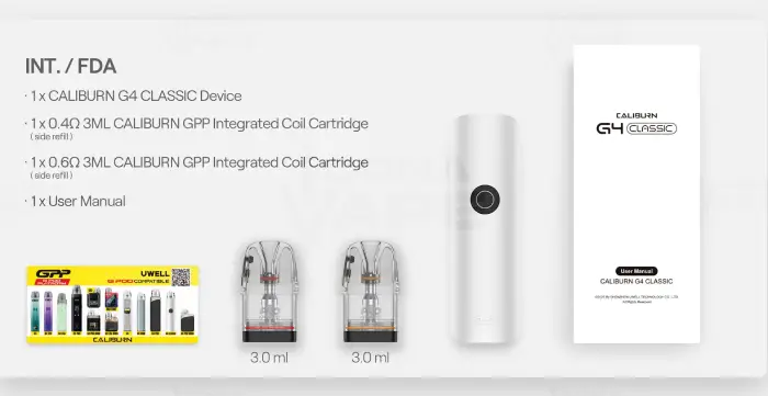Uwell Caliburn G4 Classic Contenido del Paquete