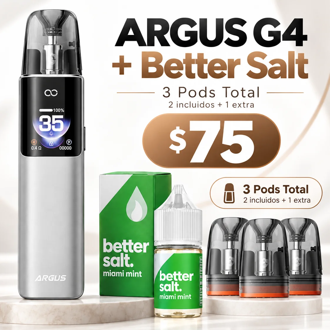 Combo ARGUS G4 + Better Salt + Pod Extra
