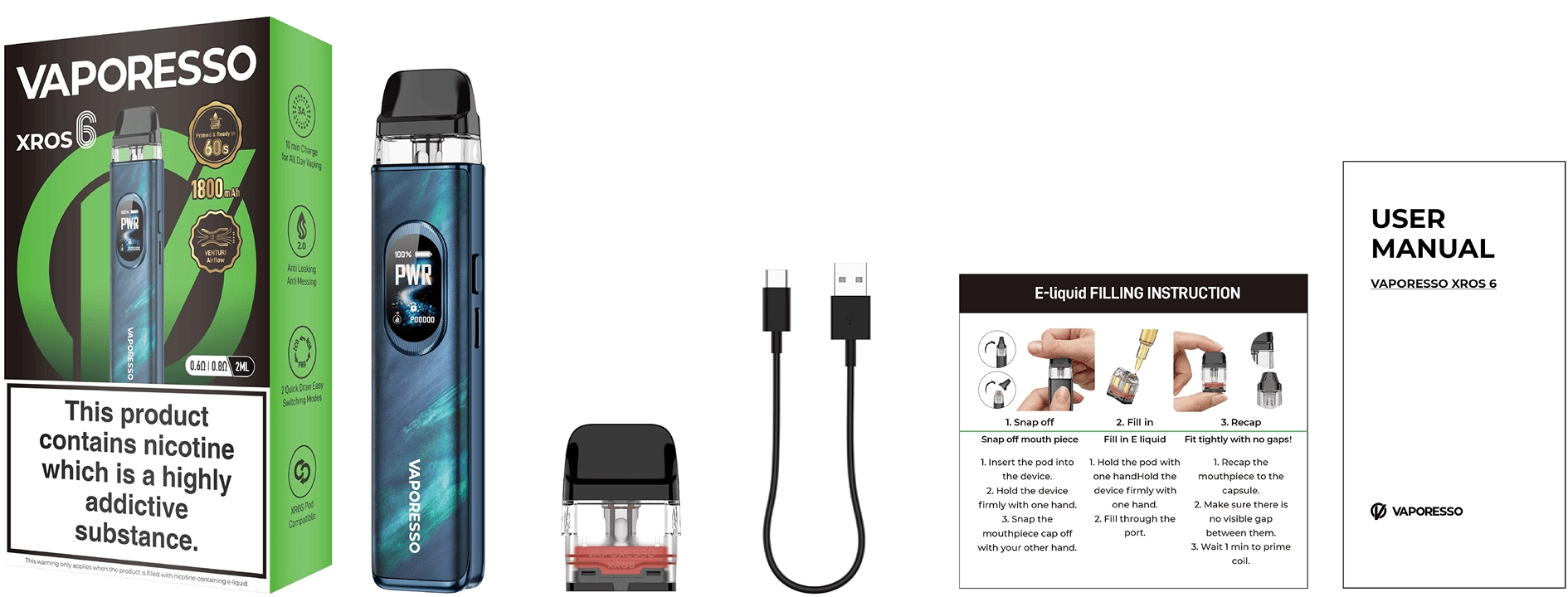 VAPORESSO XROS 6 Contenido del Paquete
