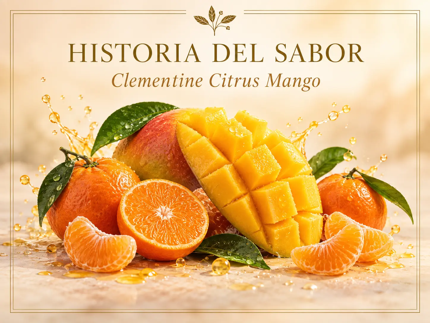 Mango y cítricos representando Clementine Citrus Mango Fruision