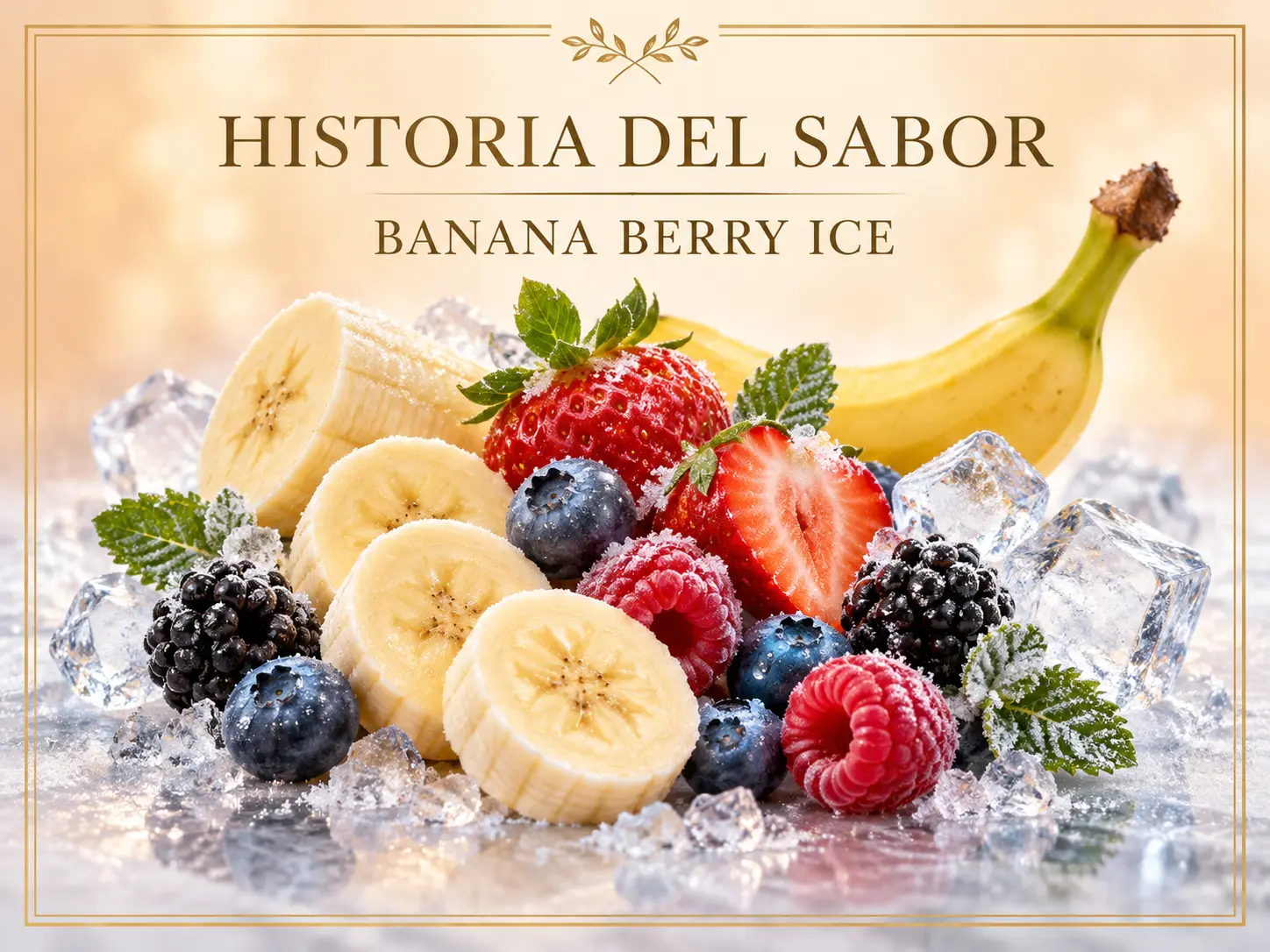 Banano, bayas mixtas y hielo para Banana Berry Ice de Kings Crest