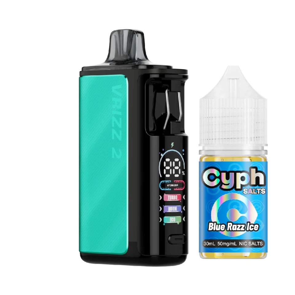 Combo VOOPOO VRIZZ 2 Azure con Cyph Salts Blue Razz Ice 30 ml 50 mg
